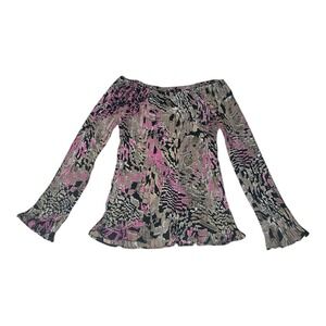 Dress-U-II By Sharon 1X Off Shoulder Blouse Pink Black Beige Flurry